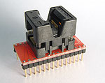 28 Pin QSOP programming adapter for  28 lead QSOP package. Generic adapter wired one-to-one.