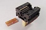 ZIF Open top socket to SMT pads for 28 lead SOIC package.