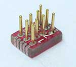 SOIC 10 pin array base for SMT Pads provides access for test socket attachment.