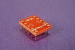 10 pad TSOP package to DIP breadboard adapter converts SMT package with pitch of 0.5mm (0.020 inch) to two 300 mil DIP pin rows.