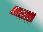 16 Pad QFN SMT to DIP breadboard adapter converts SMT package with pitch of 0.5mm to two 300-mil DIP pin rows. 