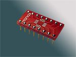 16 pad QFN MLF SMT to DIP breadboard adapter converts SMT package with pitch of 0.65mm to two 300-mil DIP pin rows. Microprocessors: PIC16F610, PIC16HV610, PIC16F616, PIC16HV616, PIC16F684, PIC16F688