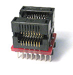 16 Pin SOIC programming adapter with open top ZIF socket.  Pins are wired one to one.