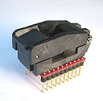 20 Pin SSOP and TSSOP programming adapter. The adapter accepts 173-mil, 4.4mm wide SSOP packages This programming adapter is wired one-to-one. Commonly used for programming PALs and serial EEPROMs.