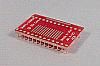 28 pad SOIC package to DIP breadboard adapter  converts SMT package with pitch of 50 mils to two 600 mil DIP pin rows.
