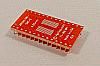28 pad SSOP package to DIP breadboard adapter converts SMT package with pitch of 0.65mm to two 600 mil DIP pin rows.