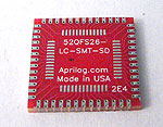 52 Pad Interposer correction adapter puts 52 pin QFP package on to pads for 52 pin PLCC package