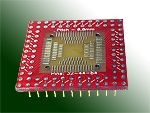 Multiple QFN chip pads to breadboard adapter. Supports 32, 44, 64 QFP pads at 0.8mm pitch, from 8.0mm to 19.0mm Tip to tip.
