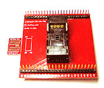 48 Pin TSOP surface mount adapter with an open top ZIF socket and 0.1 inch spaced monitor pins.