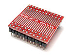 44 pad SOIC package to 100 mil breadboard adapter converts SMT package with pitch of 50 mils to four pin rows.