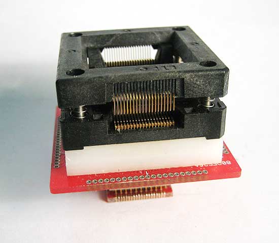 ZIF open top square socket to SMT pads for 80 lead QFP package