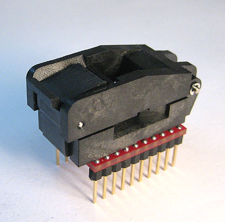 Aprilog Adapters that provide component to DIP programmer socket signal-to-signal connections for programming.