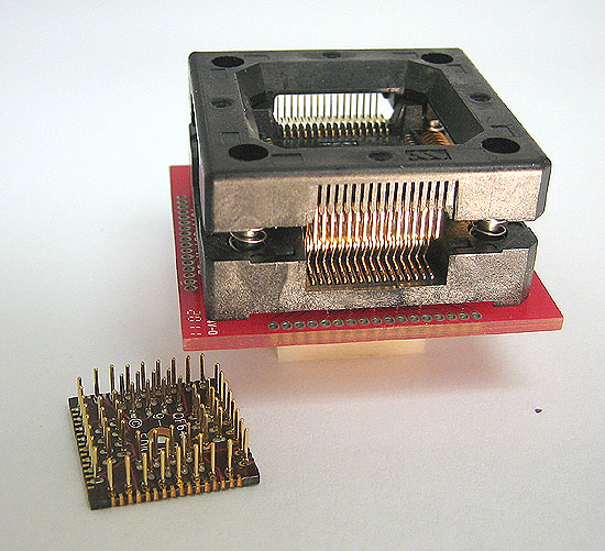 ZIF open top socket to SMT pads for 64 lead QFP package